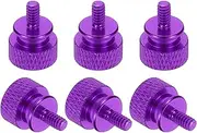 uxcell 6 Pcs 6#32 Knurled Thumb Screw Computer Case Threaded Hand Tighten Screws Aluminum Alloy for PC Case, Purple