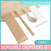 Disposable Chopsticks Set 100pcs Wooden Cutlery Utensils for Takeaway Restaurant