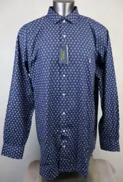 Polo Ralph Lauren Shirt Mens Size 4XB Blue Long Sleeve Button Up Paisley Print