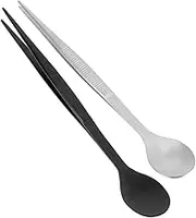 Kisangel Set of 2 Stainless Steel Tasting Spoons Tongs Chef's Tool for Efficient Kitchen Plating