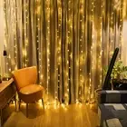 600LED White Curtain Waterfall Fairy Light Outdoor Xmas Wedding Party Timer Plug