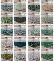 Ambesonne Tropical Holiday Bedskirt Elastic Wrap Around Skirt Gathered Design