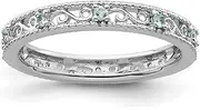 [JewelryWeb] 3mm 925 Sterling Silver Polished Prong set Stackable Blue Topaz Ring-Stackable-Ring for Women