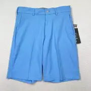 Walter Hagen P11 Men's Golf Shorts Size 30 Daybreak Blue Flat Front 10" Inseam