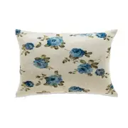 Blue Roses On White Base Throw With Microgel Feather-Like Insert Pillow