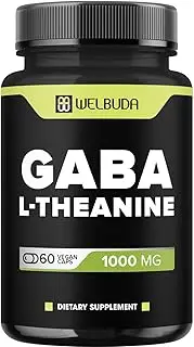 Gaba Supplement 1000mg with L-Theanine Extract - Support for Concentration, Brain Health, Immune System, Strength Production - Non-GMO, Gluten-Free - 60 Capsules