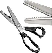 ZXUY 5MM Pinking Shears for Fabric, Stainless Steel Handled Professional Dressmaking Sewing Scissors Zig Zag Fabric Craft Scissors (Black Scalloped)