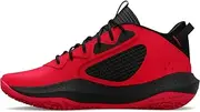 [Under Armour] Grade School Lockdown 6 Basketball Shoe, (600) Red/Black/White, 5 US Unisex Big Kid