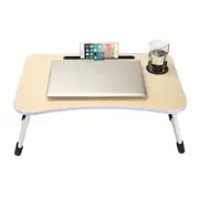 Laptop Stand Table Foldable Desk Computer Study Adjustable Cup Slot Wood Colour