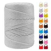 Polyester Macrame Cord Braided Macrame Cord 3mm x 185yards Light White Gray