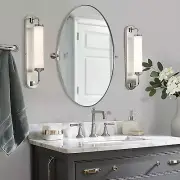 Brushed Nickel Mirror, Oval Pivot Bathroom Mirror, Brushed Nickel Oval Pivot Mir