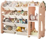 Kids Toy Organizer with Shelf, Kids Toy Shelf with 4 Large&8 Small Storage Bins,