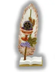 Pentacle Book and Feather Altar Display Piece Handcrafted one of a kind