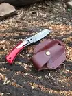 Handmade Damascus Pocket Folding Knife WIth Pakka Wood Handle DK# 0001