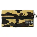 A BATHING APE X PORTER 1ST CAMO LONG WALLET 釦式 零錢包 長夾 (黃迷彩)