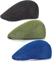 [Ztexkee] 10 PCS Men's Mesh Flat Cap Breathable Summer Newsboy Hat Beret Adjustable Ivy Cap Cabbie Driving Hunting Hat
