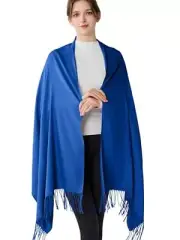 Pashmina Shawls and Wraps For Evening Dress Soft Warm Scarf for Women 07 Blue