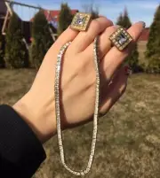 Authentic Vintage Rare Signed Monet Necklace Earrings Set with crystals