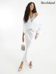River Island Silver Easy Bias Maxi Skirt (W58130) | $60