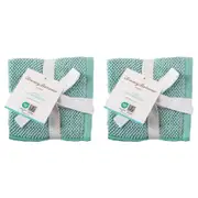 8pc Tommy Bahama 33x33cm Washed Pebble Face Washer Drying Towel Ice Blue/Aqua