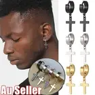 1Pair Unisex Stainless Steel Cross Pendant Multi-Colour Hoop Piercing Earrings