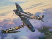 Roy Grinnell A VANGUARD OF EAGLES Spitfire Aviation Art Canvas Giclee Squadron