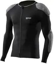 SIXS Zipper Long T-Shirt with D3O Pocket Type: Back/Shoulder/Elbow, SIXS Carbon Fiber, All Black, M XPR-BIK5AB-M