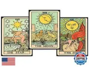 Tarot Cards Boho Wall Decor Set - Moon, Sun, Star Tarot Deck Wall Art - Vinta