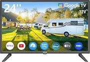 RCA 24" Smart TV with Google TV – 12V LED, Screen Mirroring, Bluetooth, USB, Perfect for RV or Tiny Home