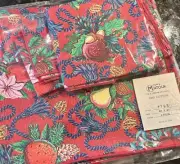Vintage NOS Matouk 48”x48” Tablecloth 70” Runner 4 Napkins Red Festive Fruit