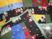 Full 70"x68" Holiday Patchwork Quilt Homemade Reversible Flannel