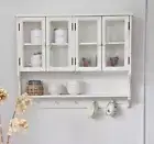 White Wall Cabinet Organizer Doors Shelves Hooks