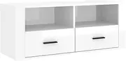 vidaXL TV Cabinet Entertainment Unit Stand TV Console Stereo Side Cabinet Sideboard Living Room Bedroom Storage High Gloss White Engineered Wood