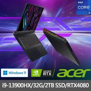 【Acer 宏碁】18吋i9 RTX電競筆電(Predator/PH18-71-91CF/i9-13900HX/32G/2T SSD/RTX4080/W11)