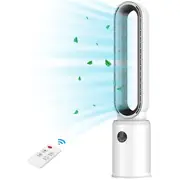 Advwin Bladeless Tower Fan Portable Electric Standing Floor Fan Air Circulator with Remote Control Speeds Adjustable White