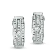 1 CT. T.W. Diamond Multi-Row J-Hoop Earrings in 14K White Gold