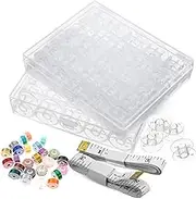 FONDOTIN 1 Set Portable Empty Bobbin Set Transparent Sewing Spools with Measuring Tapes for Home Sewing Machines Convenient Thread Management for Beginners and Pros