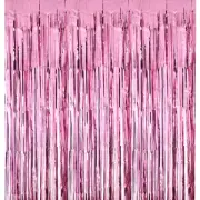 3 Pack Foil Fringe Backdrop Curtains 3.3x6.56 Feet Pink Streamers
