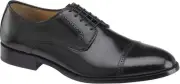 Johnston & Murphy Men's Bradford Cap Toe 9.5, Black Brush-off Leather