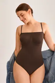Cupshe Smooth Lines Nude Shapewear Bodysuit - Coffee/Espresso/Tobacco,L