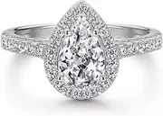 [AIMALL] Sparkling Pear-Shaped Zircon Cluster Ring, High-Quality Alloy, Fashion Engagement Jewelry for Women, Dazzling Design