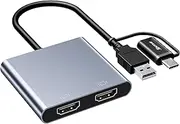KCEVE USB to Dual HDMI Adapter, USB C to 2 HDMI Multiport Splitter Extended Display Adapter Support 1080p Resolution for Windows, M1/M2 Mac OS - BIOS Interface Cannot be Used