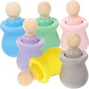 PHENOFICE Blank Wooden Peg Dolls 6pcs Unfinished Wood People DIY Painting Toys Boys and Kit