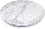 [Elesinsoz] Marble Lazy Susan, 12" Rotating Board for Serving, Natural Marble Cake Turntable for Displaying Cupcakes, Cheese, Pastries, Cookies (White With Gray Tone)