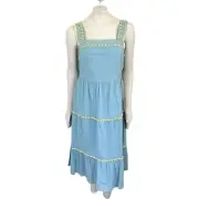NWT BODEN Estella Embroidered Tiered Midi Dress in Heron Blue WOMEN'S 10