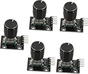TEHAUX Rotary Encoder Module 5 Pcs Digital Potentiometer Rotary Ky-040 Rotary Encoder Brick Encoder with Rotary Knob Brick Sensor Electric Parts with Pin Black