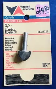 NOS VERMONT AMERICAN 3/4" Carbide Core Box Router Bit No. 22724 Industrial Duty