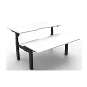 Adjustable 2Person Workstation Natural White And Black 1500Mm