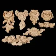 European Style Multi Type Wood Carved Corner Onlay Applique Decal Rose Unpainted