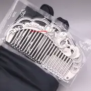 Solid 999 Fine Silver Cute Comb With Wave Fish Pattern Portable Comb 3.85" L